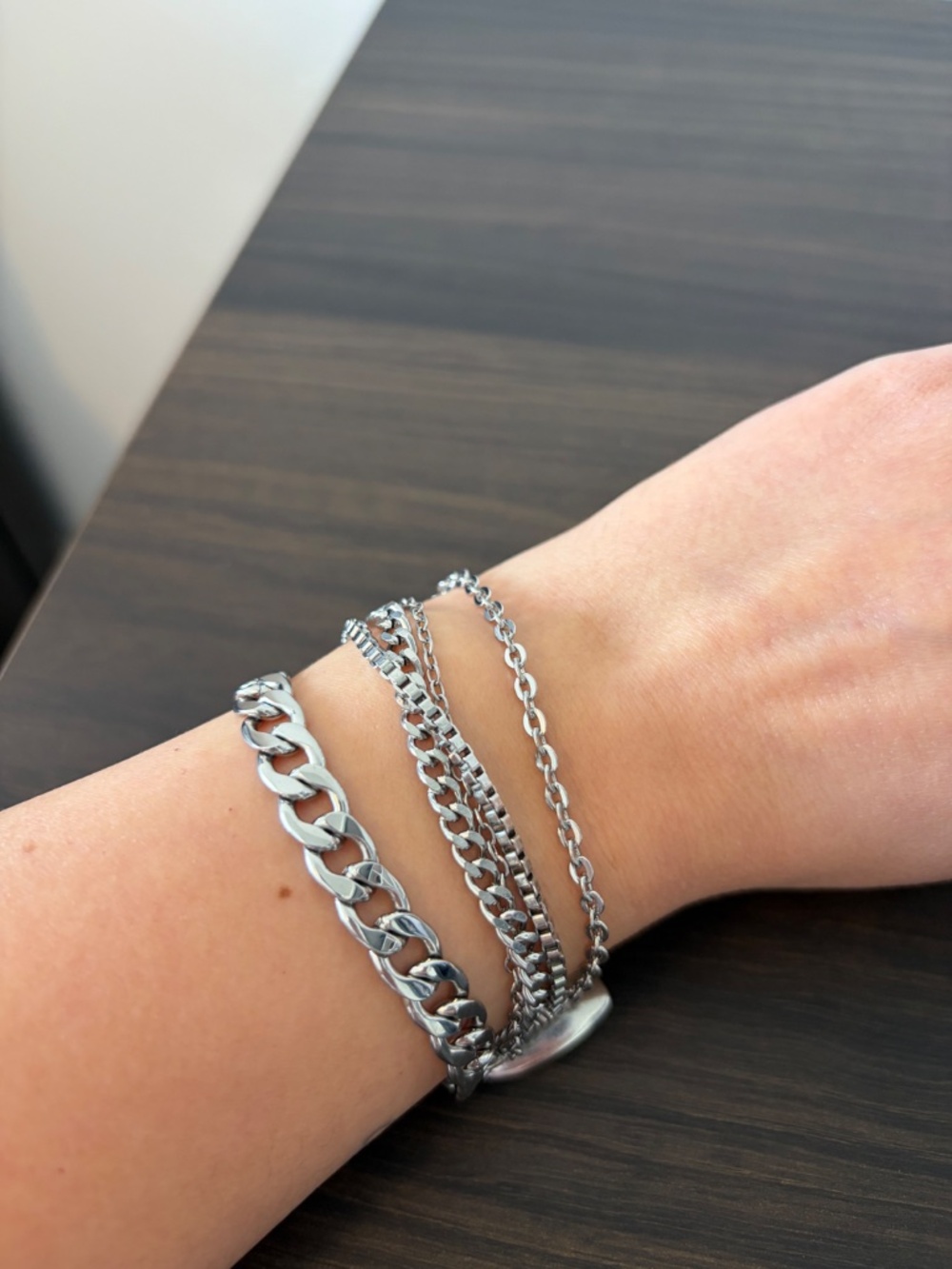 Tocara Silver Tone Link Bracelet with Heart Logo Charms 7 Inch - Picture 5 of 5